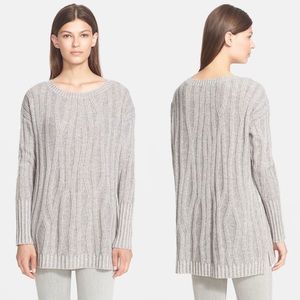 Vince Gray Waterfall Wool Cashmere Ribbed Sweater